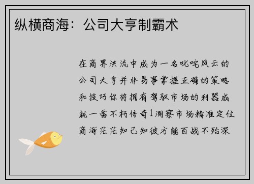 纵横商海：公司大亨制霸术