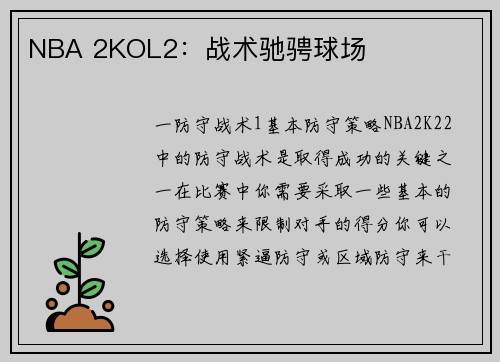 NBA 2KOL2：战术驰骋球场