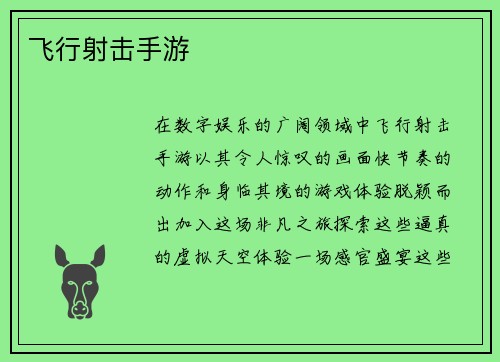 飞行射击手游